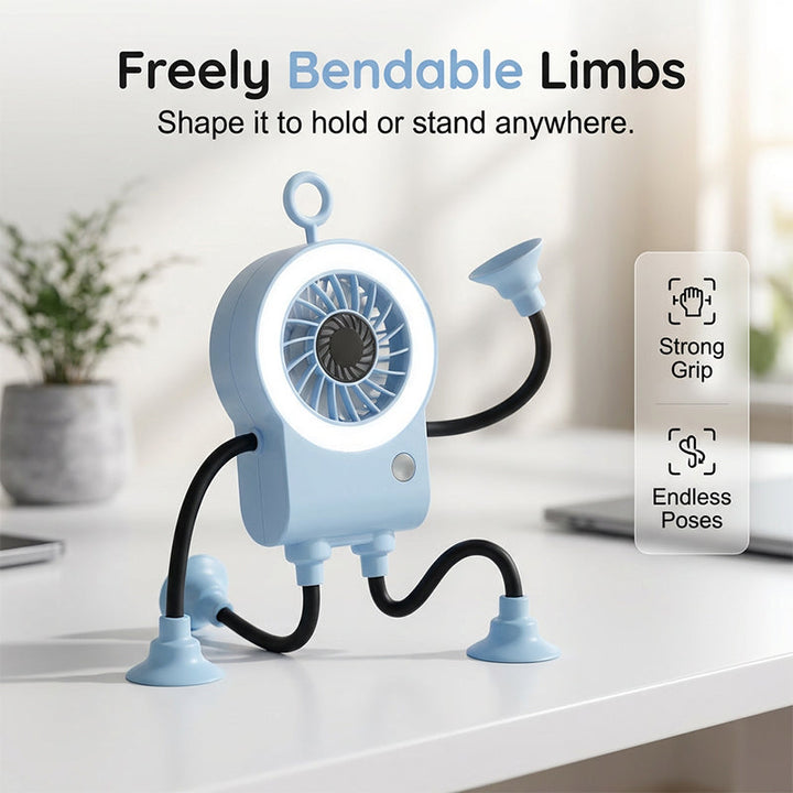 Flexibler Roboter Schreibtischventilator mit LED-Licht | Karnz