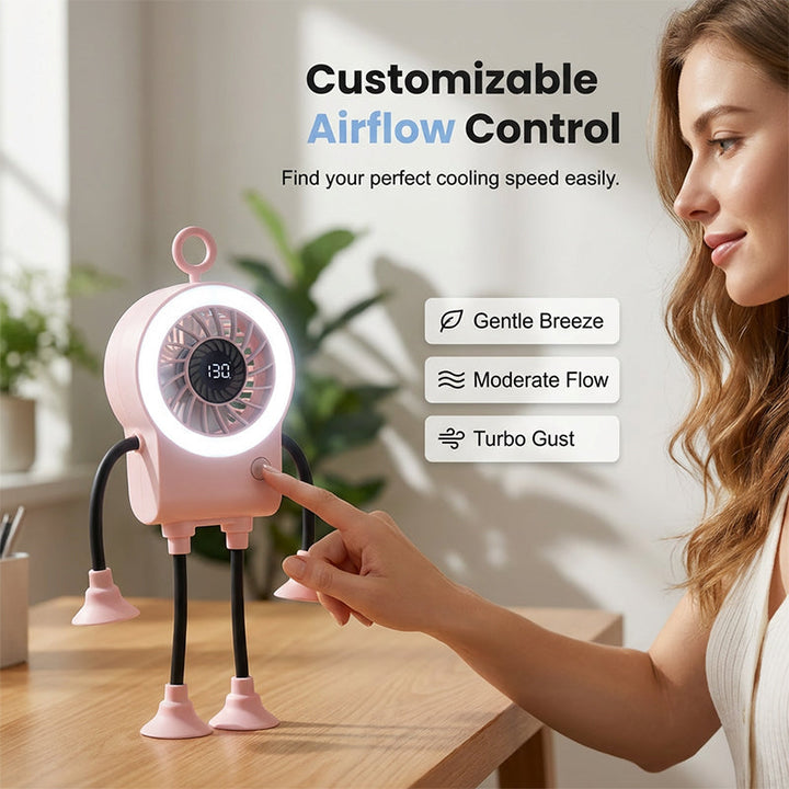 Flexibler Roboter Schreibtischventilator mit LED-Licht | Karnz