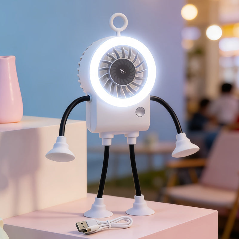 Flexibler Roboter Schreibtischventilator mit LED-Licht | Karnz
