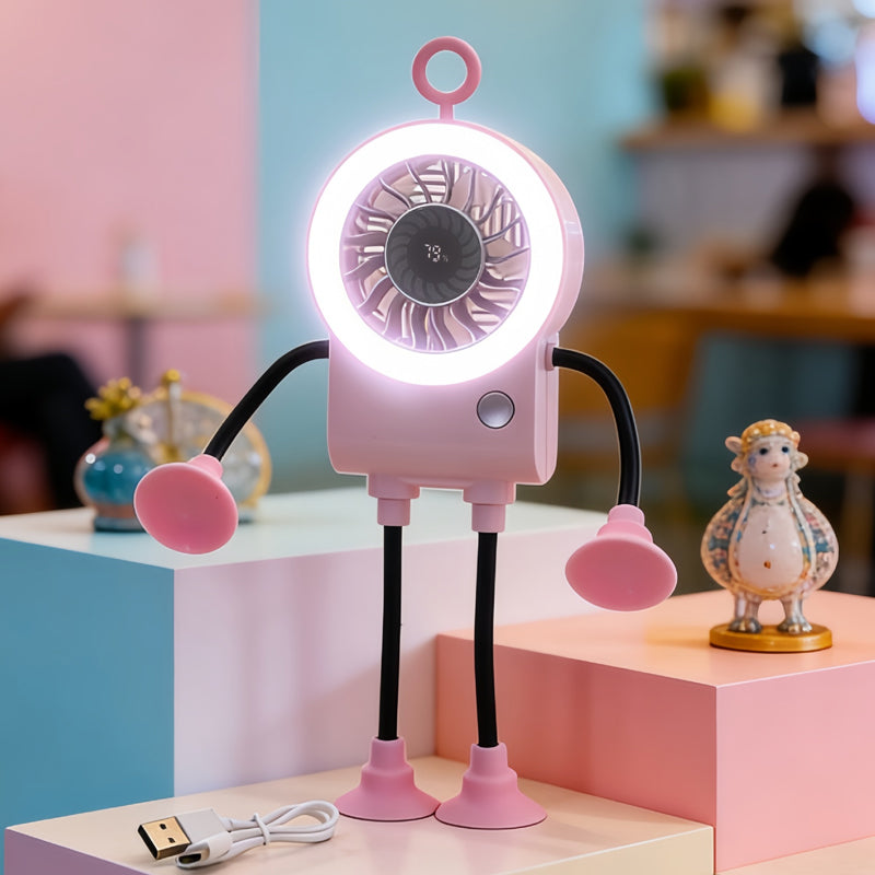 Flexibler Roboter Schreibtischventilator mit LED-Licht | Karnz