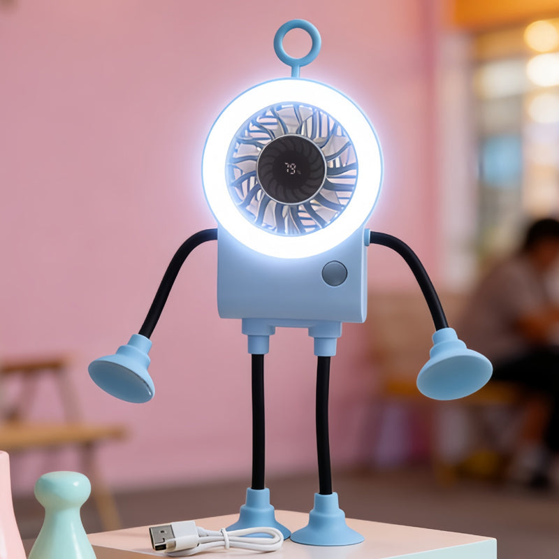 Flexibler Roboter Schreibtischventilator mit LED-Licht | Karnz