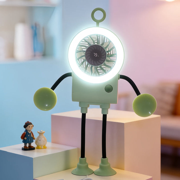 Flexibler Roboter Schreibtischventilator mit LED-Licht | Karnz