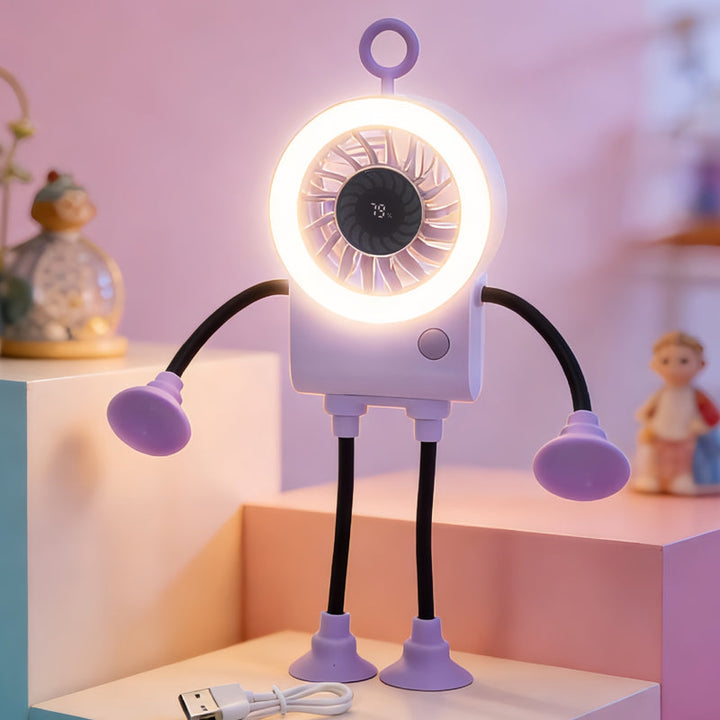 Flexibler Roboter Schreibtischventilator mit LED-Licht | Karnz