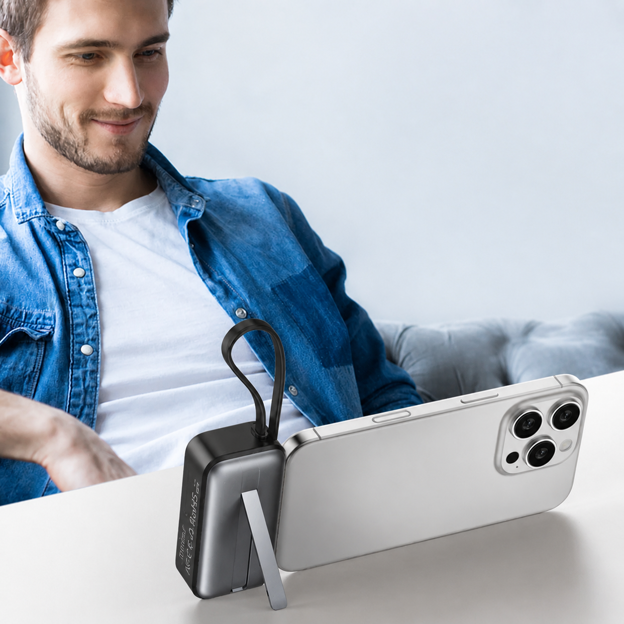 Magnetische 3-in-1 Powerbank mit kabelloser Ladung | Karnz