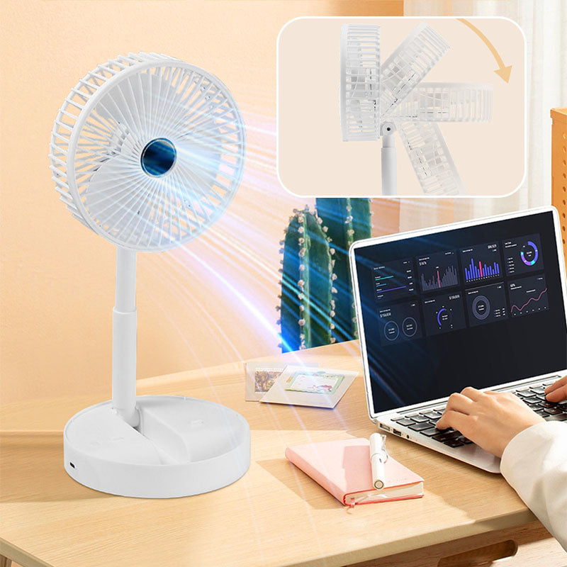 Wiederaufladbarer, faltbarer USB-Teleskopventilator – leise, 180° einstellbar, 4 Geschwindigkeitsstufen, tragbar ✨ | Karnz