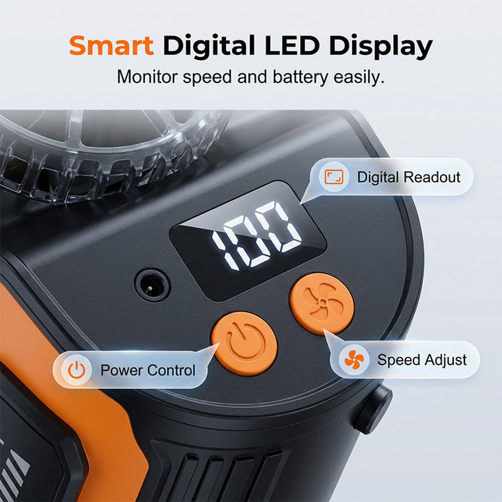 Transportabler Auto Clip-On Ventilator mit LED-Display | Karnz