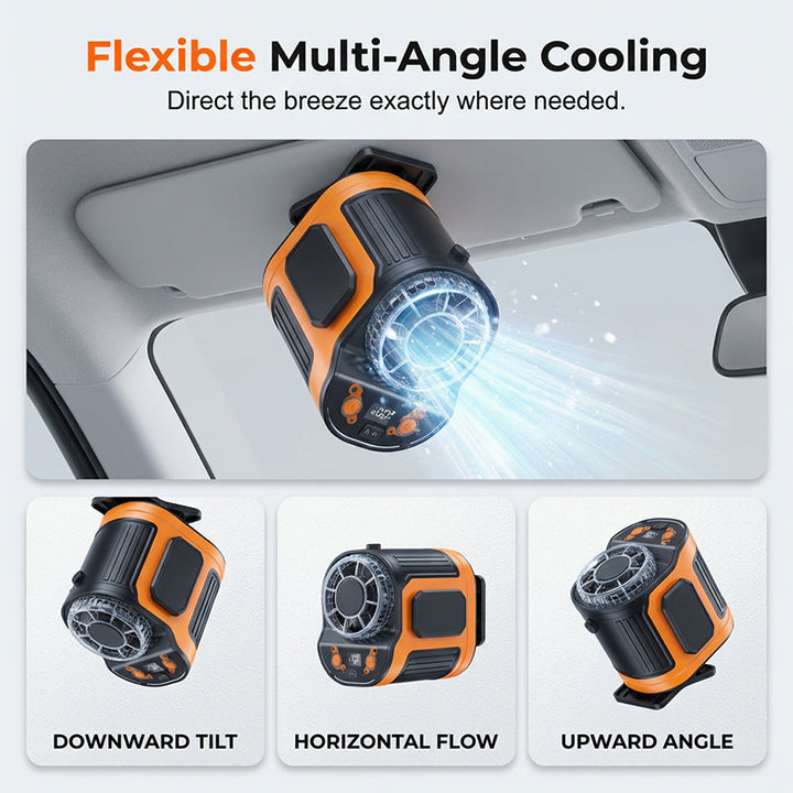 Transportabler Auto Clip-On Ventilator mit LED-Display | Karnz
