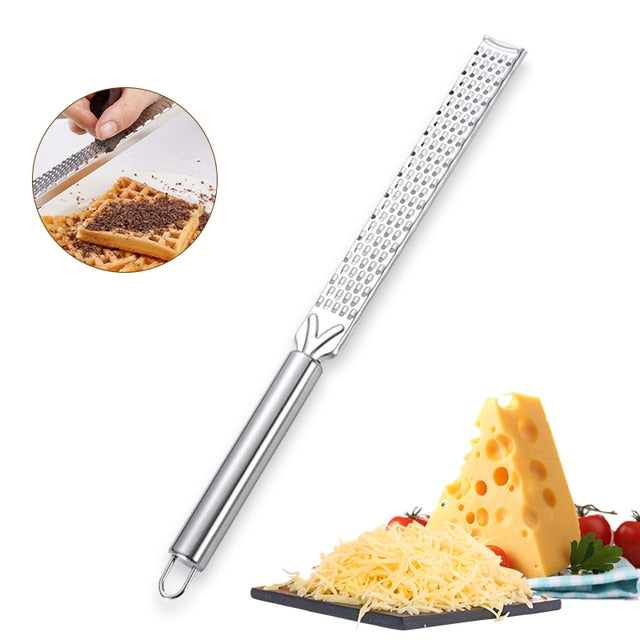 Edelstahl Käse-Reibe und Zitronenschneider mit Schutzabdeckung | Karnz
