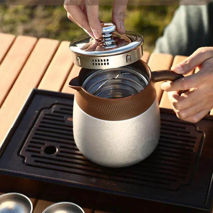 Edelstahl Bedeckter Eintopf Teekanne mit Titan-beschichtetem Inneren Thermos | Karnz