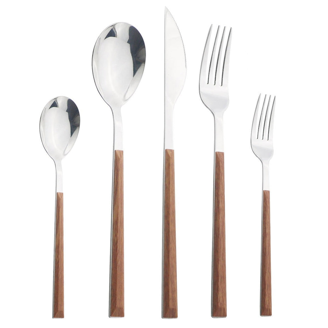 Edelstahl Geschirrset Imitation Holz Marmor Griff Set | Karnz