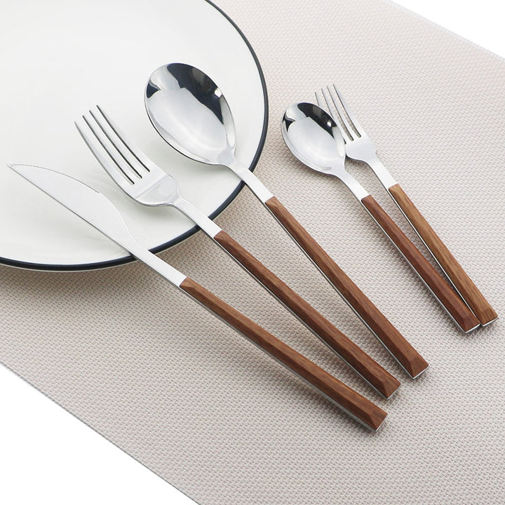 Edelstahl Geschirrset Imitation Holz Marmor Griff Set | Karnz