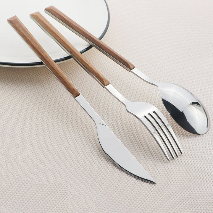 Edelstahl Geschirrset Imitation Holz Marmor Griff Set | Karnz