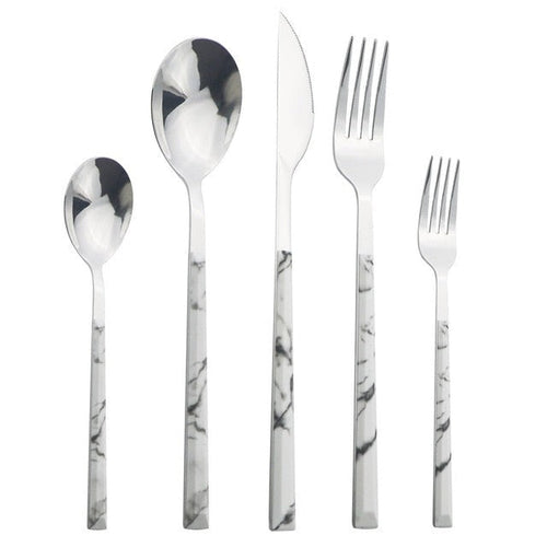Edelstahl Geschirrset Imitation Holz Marmor Griff Set | Karnz
