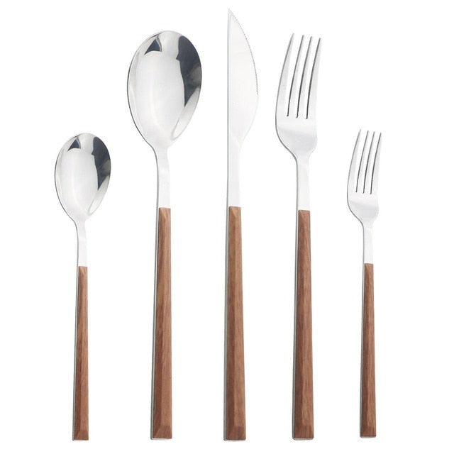 Edelstahl Geschirrset Imitation Holz Marmor Griff Set | Karnz