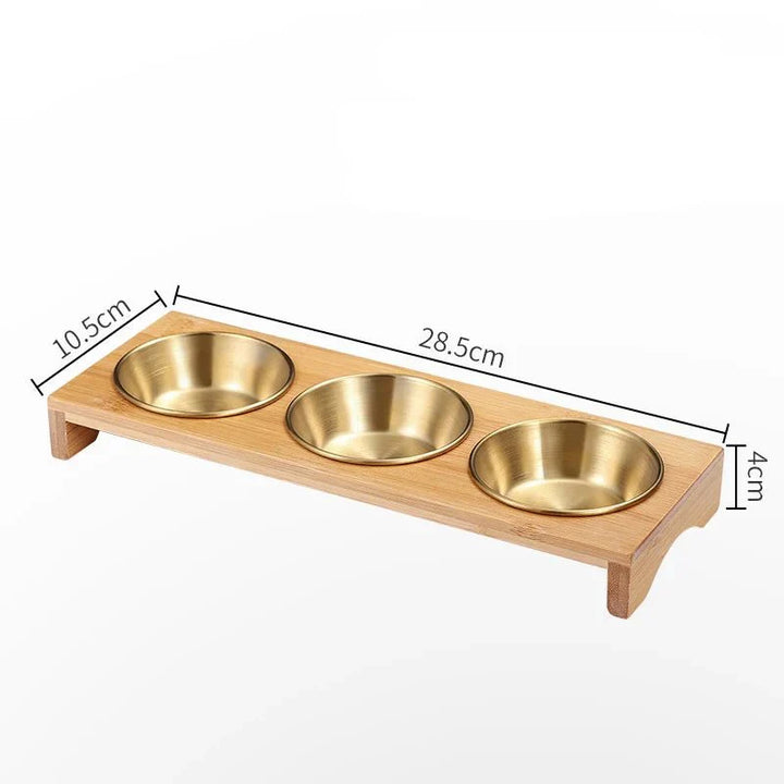 Edelstahl Dip Schalen auf Bambus Serviertablett Set | Karnz
