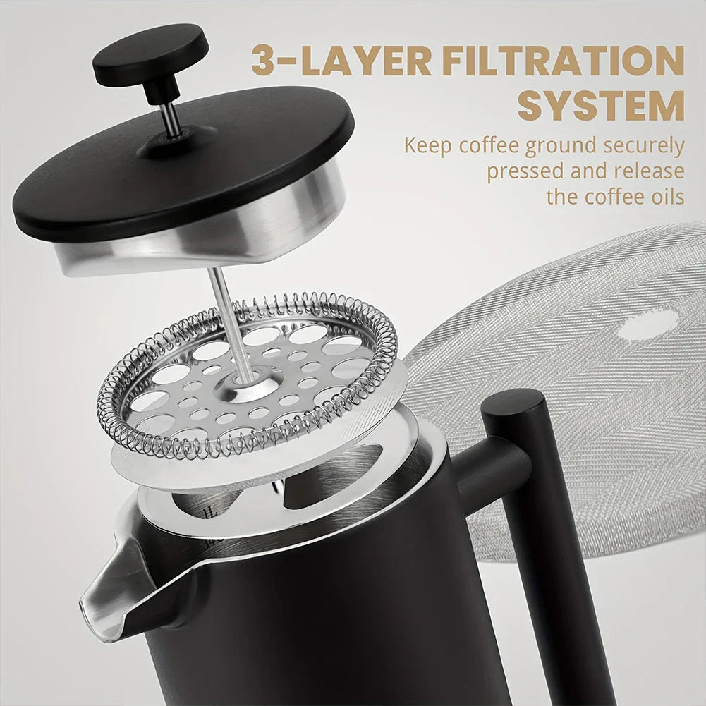 Edelstahl French Press Doppelwandig Isolierte Kaffee Tee Maker | Karnz