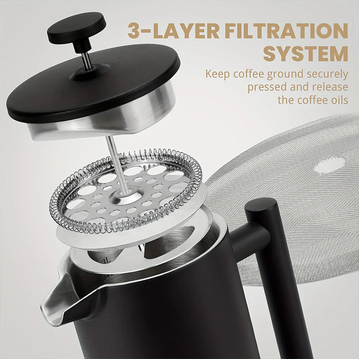 Edelstahl French Press Doppelwandig Isolierte Kaffee Tee Maker | Karnz