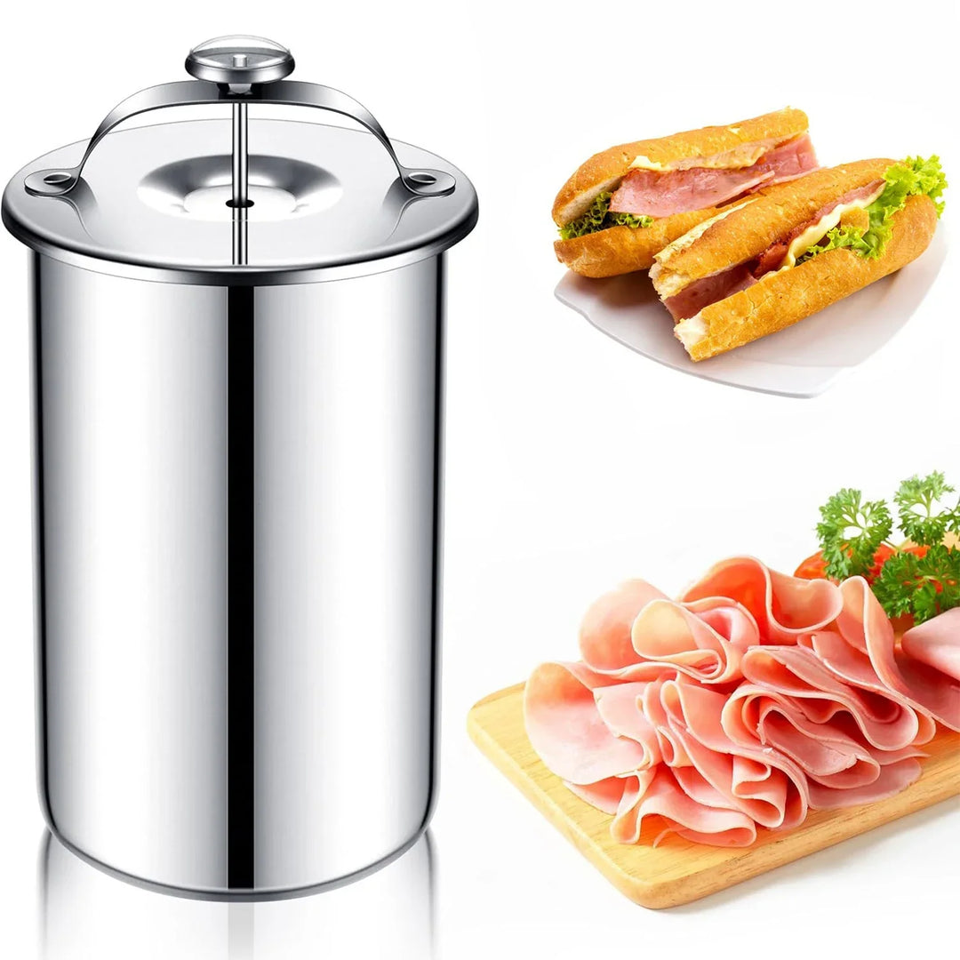 Edelstahl Schinkenmacher Fleischpresse Kochform mit Thermometer | Karnz
