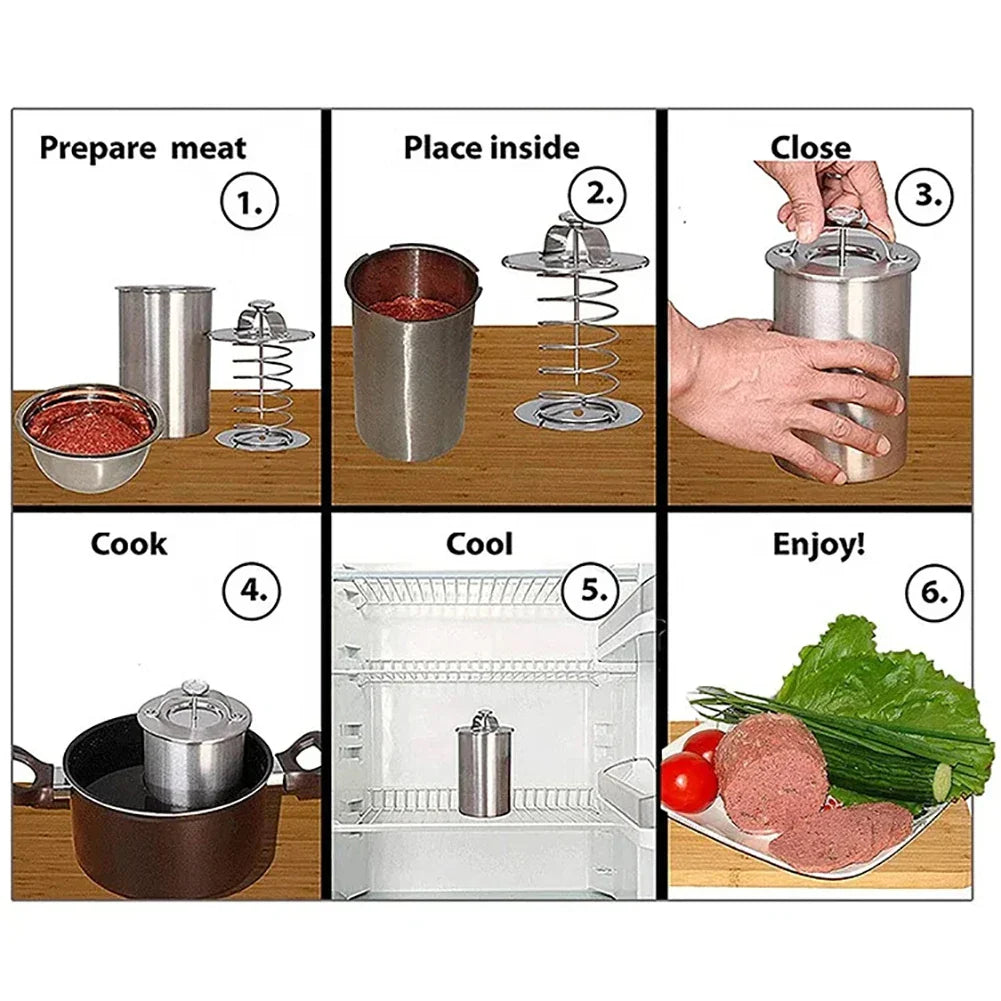 Edelstahl Schinkenmacher Fleischpresse Kochform mit Thermometer | Karnz