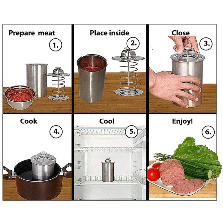 Edelstahl Schinkenmacher Fleischpresse Kochform mit Thermometer | Karnz
