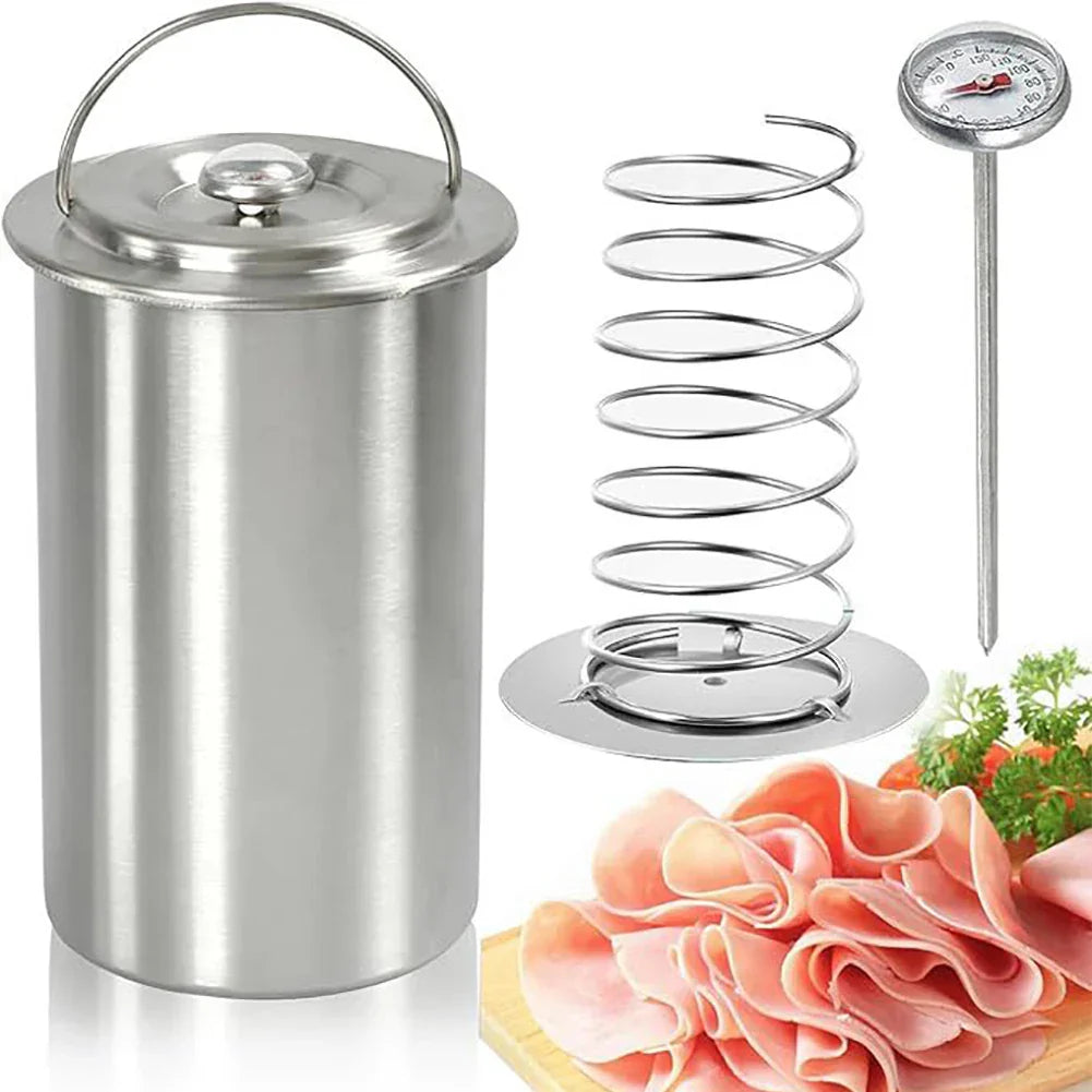 Edelstahl Schinkenmacher Fleischpresse Kochform mit Thermometer | Karnz