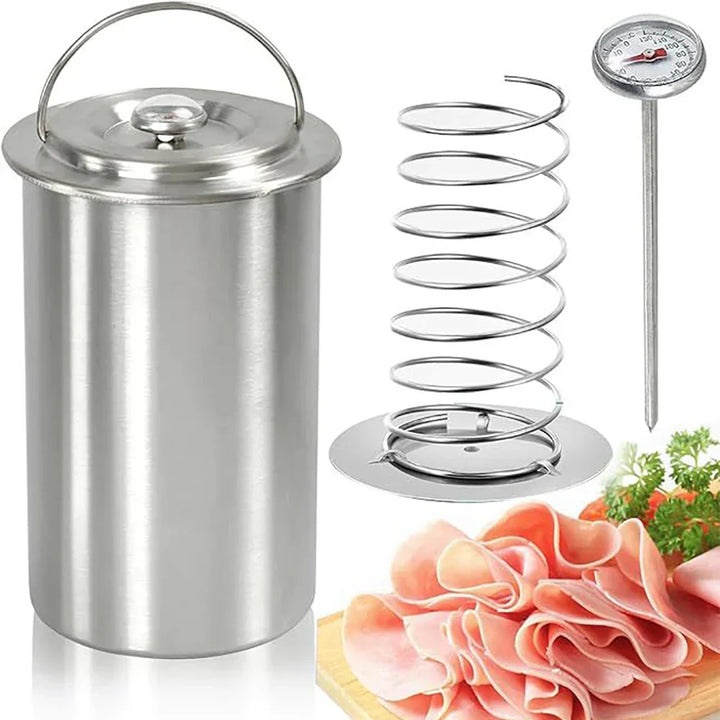 Edelstahl Schinkenmacher Fleischpresse Kochform mit Thermometer | Karnz
