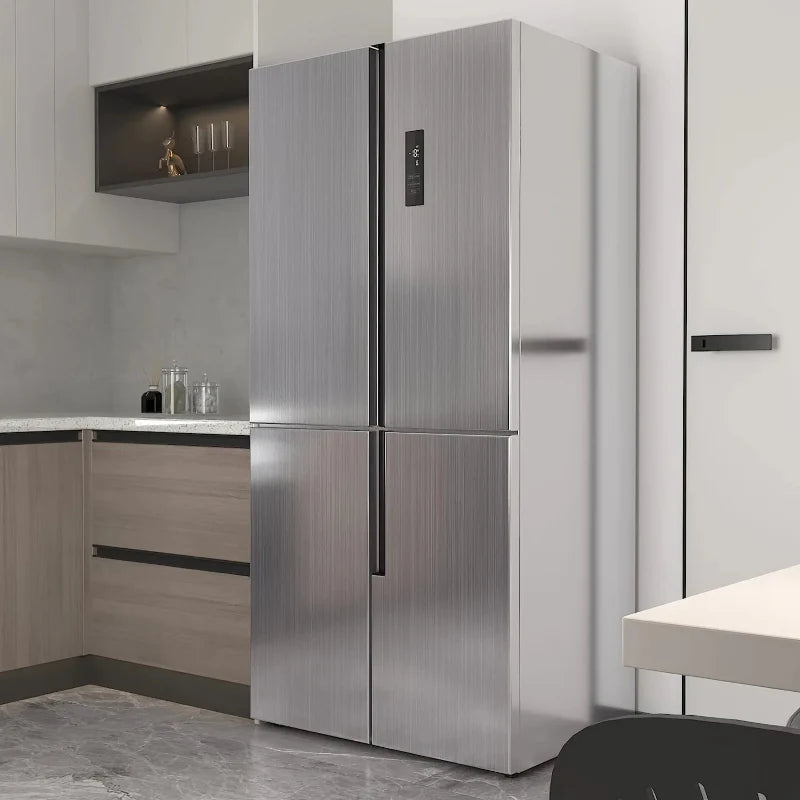 Edelstahl-Look Küchenmöbel Kühlschrank Selbstklebender Aufkleber | Karnz