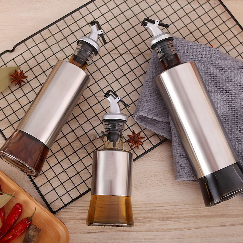Edelstahl Ölflasche Glas Küchenkrug Lagerdispenser | Karnz