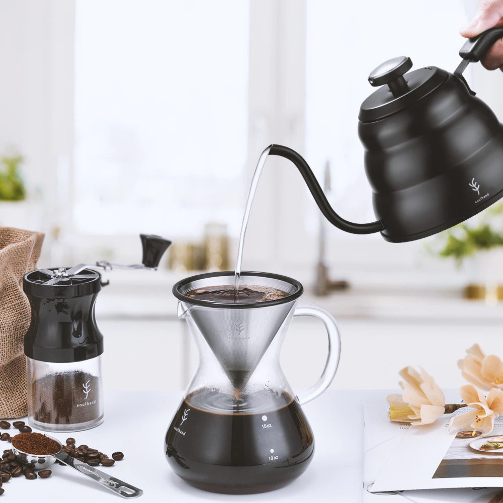 Edelstahl Pour Over Kaffeekanne Tropfenkocher mit Thermometer | Karnz