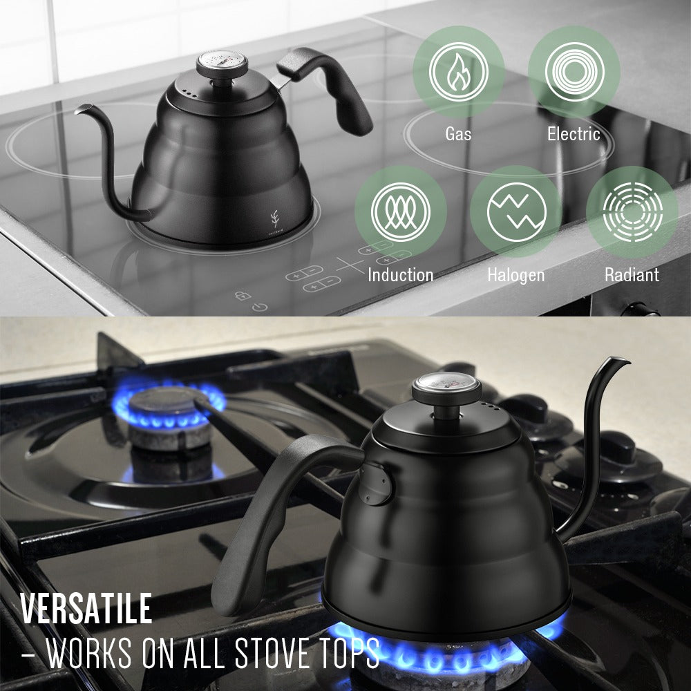 Edelstahl Pour Over Kaffeekanne Tropfenkocher mit Thermometer | Karnz