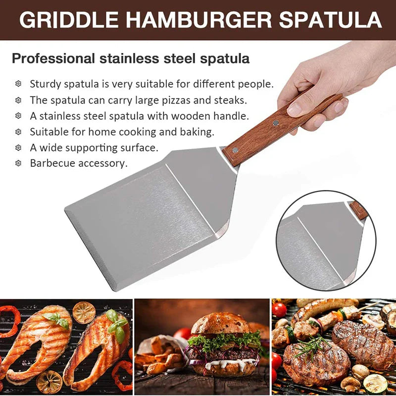 Edelstahl Spatel Schaber mit Holzgriff Grillwender | Karnz