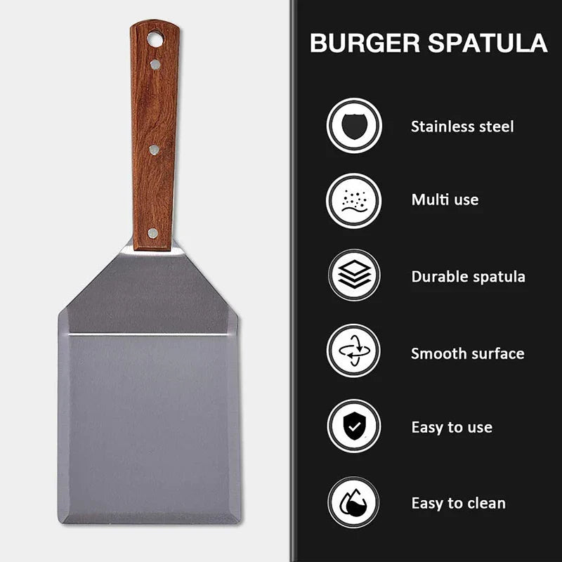 Edelstahl Spatel Schaber mit Holzgriff Grillwender | Karnz