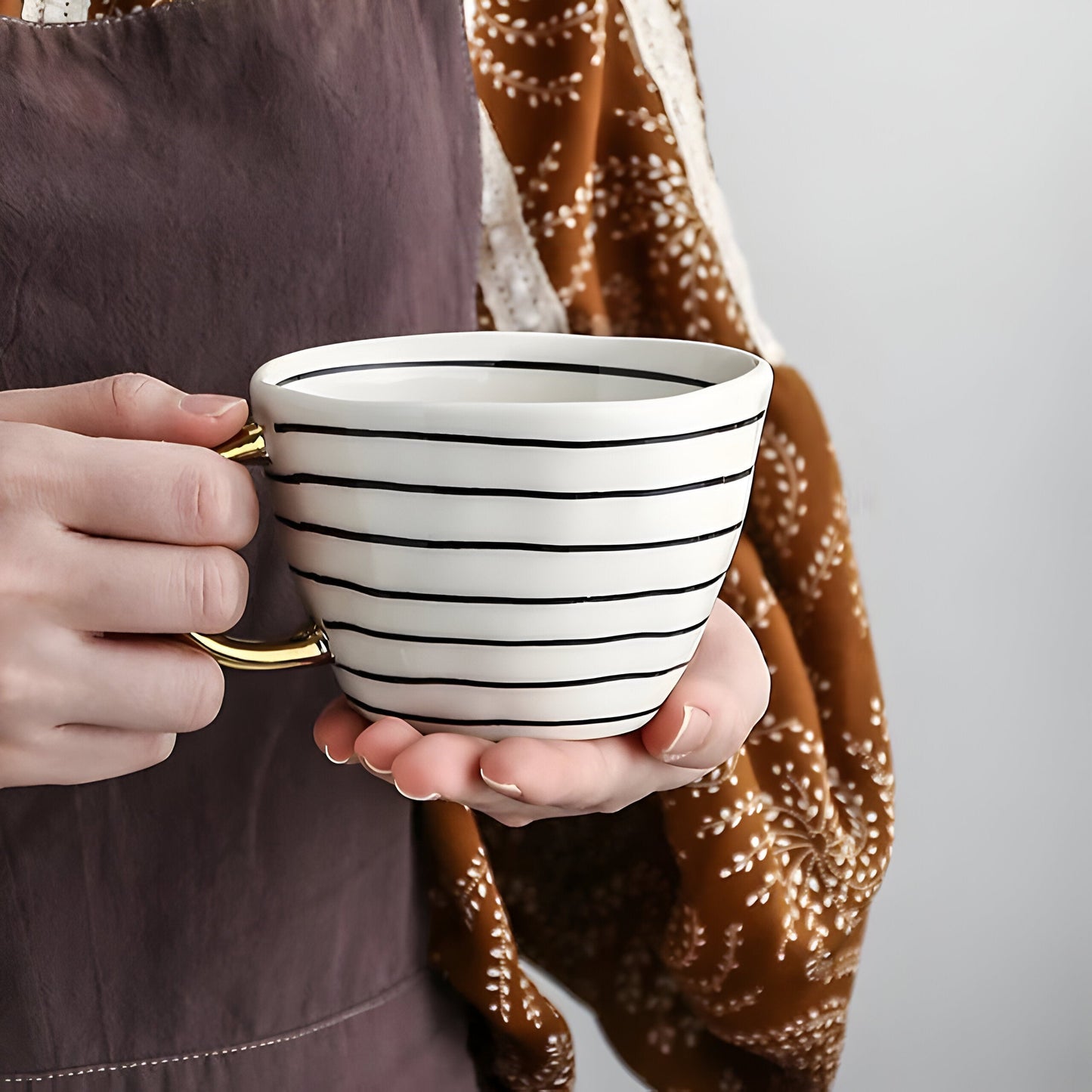Keramikbecher mit geometrischem Design – Stilvoll und modern | Ideal für Kaffee oder Tee