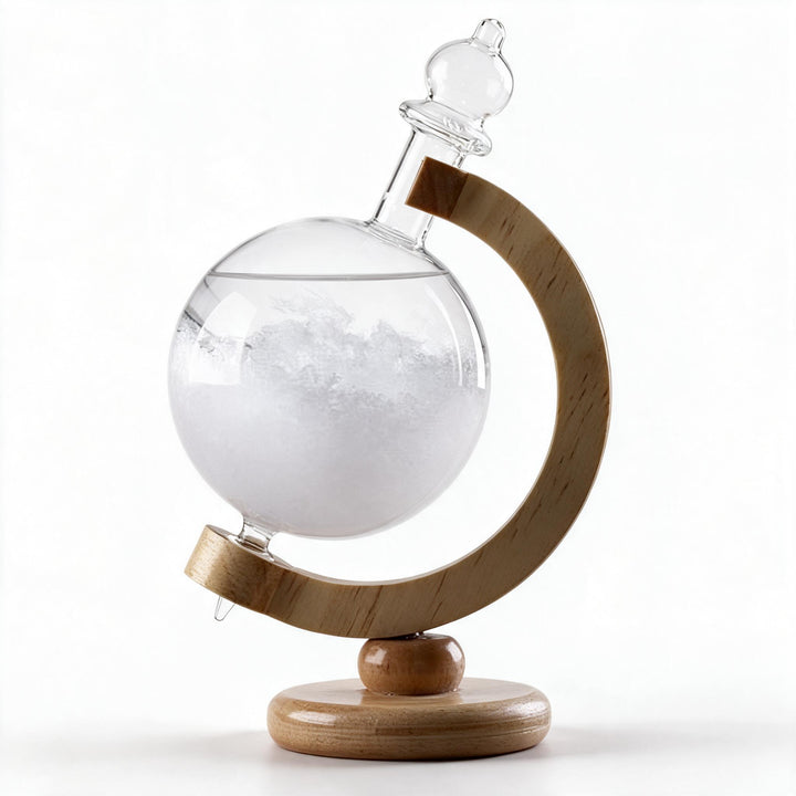 Karnz | Sturmglas Wettervorhersage Flasche Kristall Schreibtisch Barometer mit Holzfuß