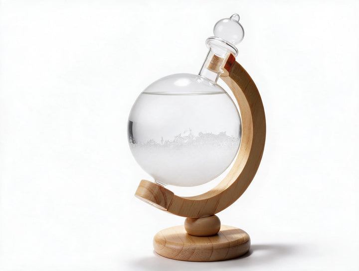 Karnz | Sturmglas Wettervorhersage Flasche Kristall Schreibtisch Barometer mit Holzfuß