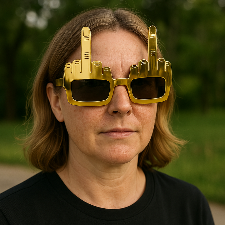 Bold Gold Mittel Finger Party Sonnenbrille | Karnz