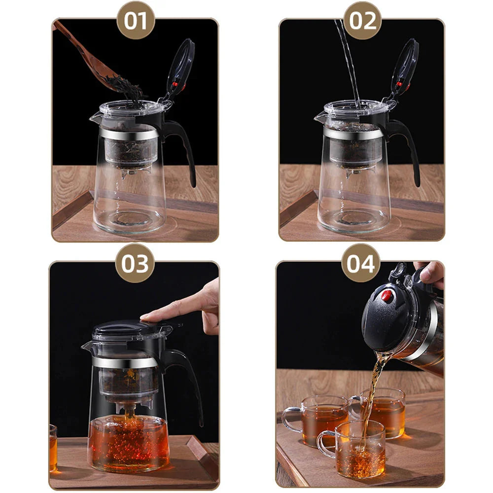 Teekanne für Tee mit Sieb Glas Teekanne Hitzebeständige Teekanne | Karnz