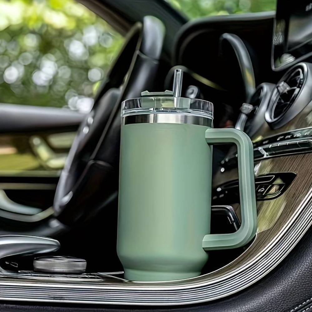 Tumbler Thermobecher 1200 ml mit Griff, Deckel und Strohhalm | Karnz