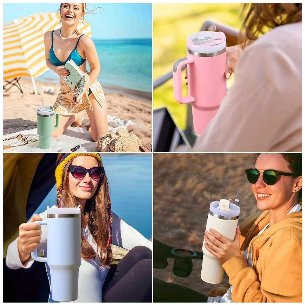 Tumbler Thermobecher 1200 ml mit Griff, Deckel und Strohhalm | Karnz