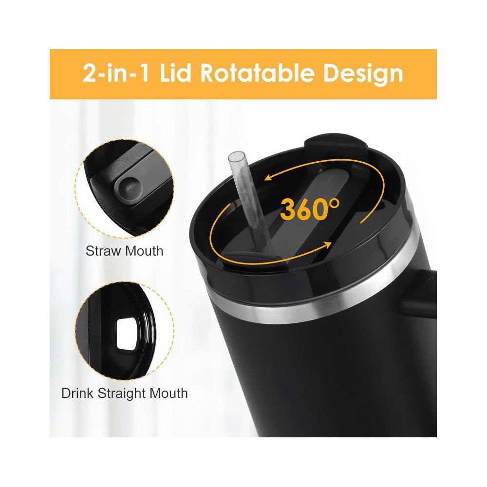 Tumbler Thermobecher 1200 ml mit Griff, Deckel und Strohhalm | Karnz