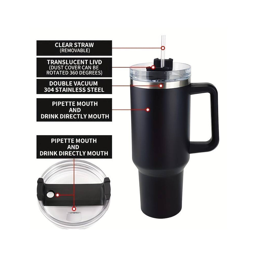 Tumbler Thermobecher 1200 ml mit Griff, Deckel und Strohhalm | Karnz