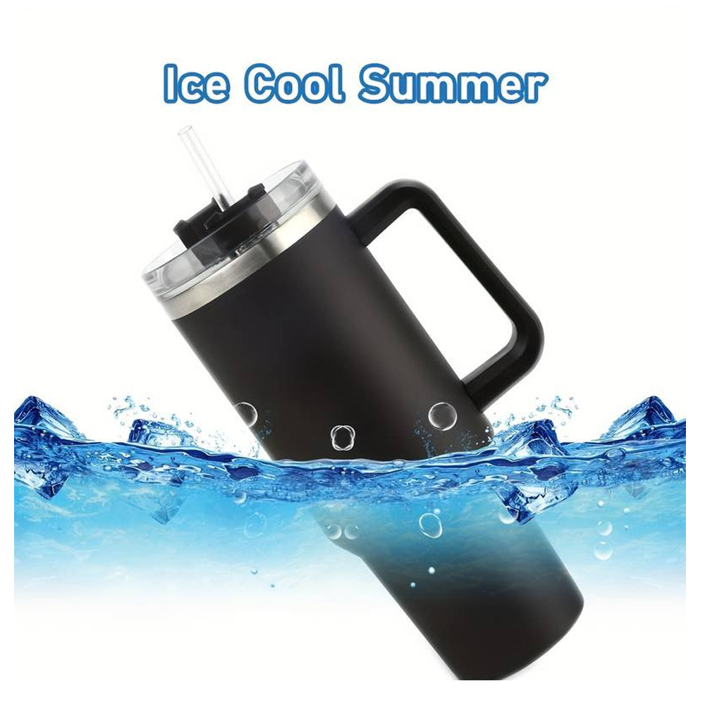 Tumbler Thermobecher 1200 ml mit Griff, Deckel und Strohhalm | Karnz