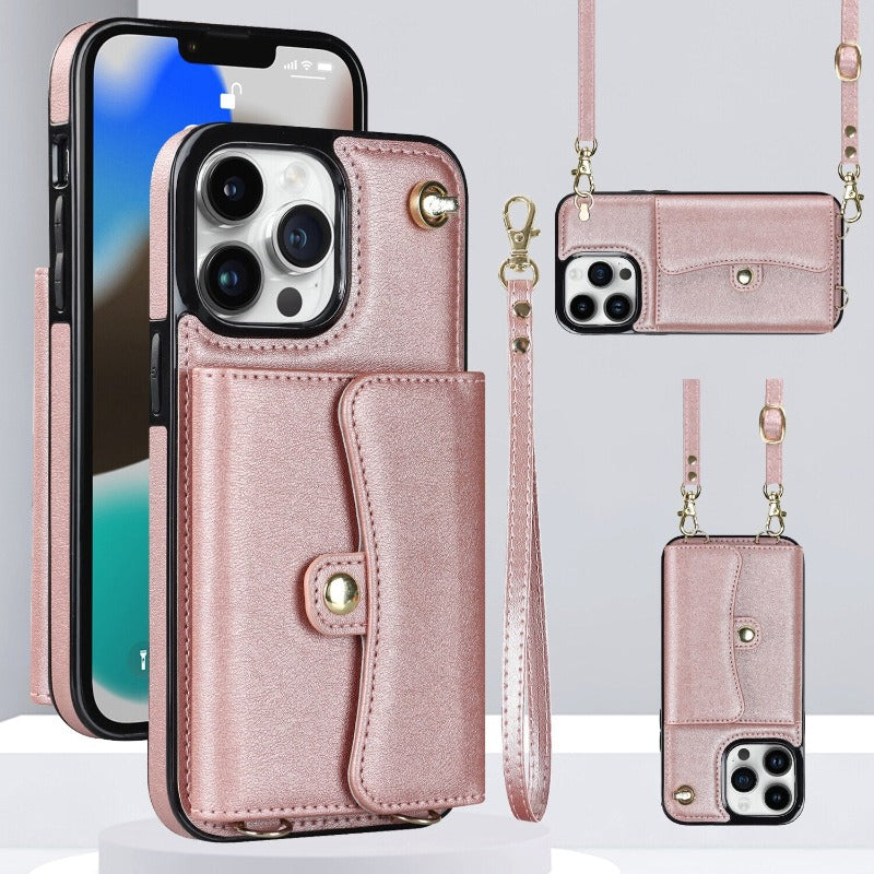 Leder Schultertasche mit Tragetasche und Lanyard für das iPhone