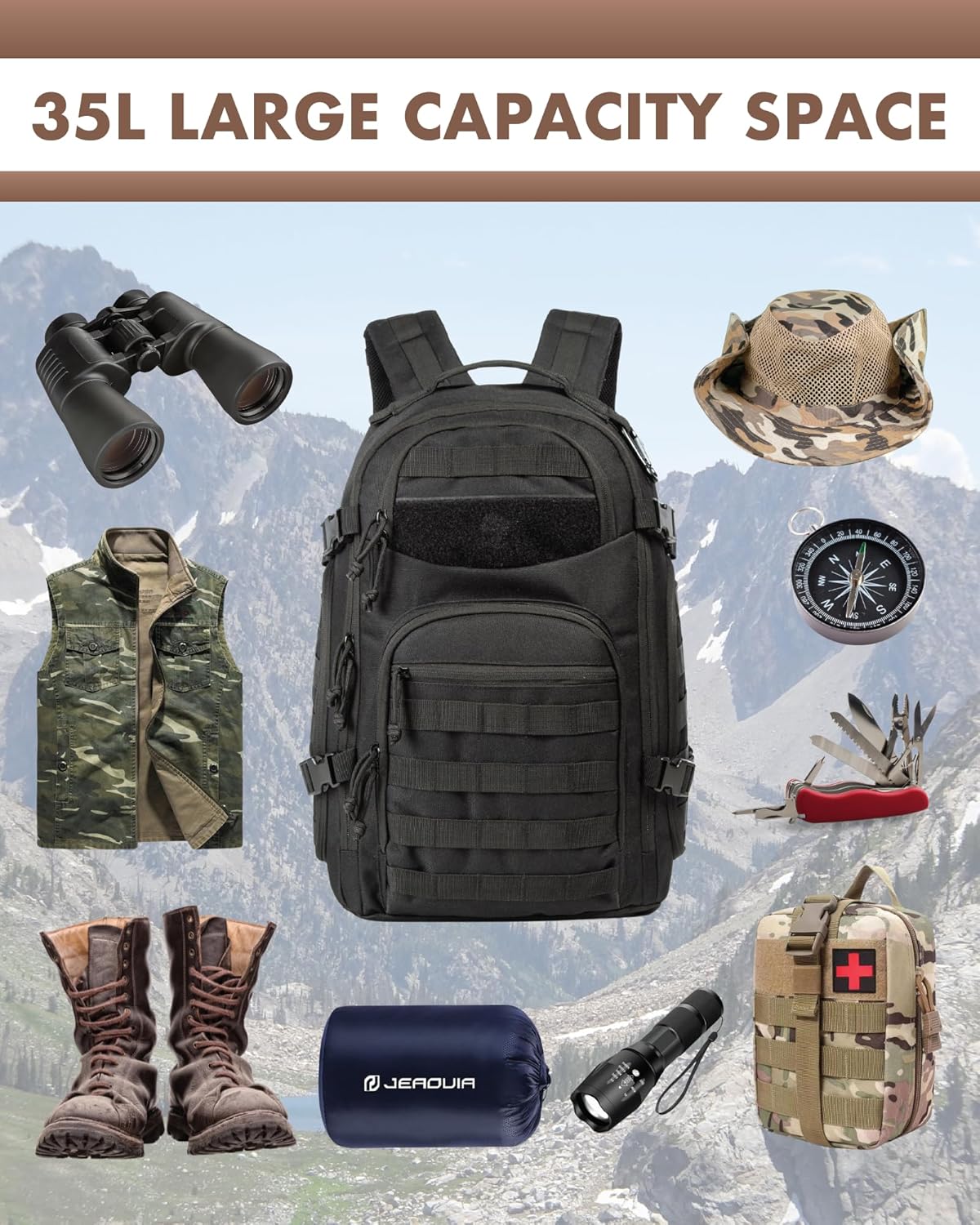 35L Outdoor Tactical Backpack mit Molle-System und Laptop-Aufbewahrung | Karnz
