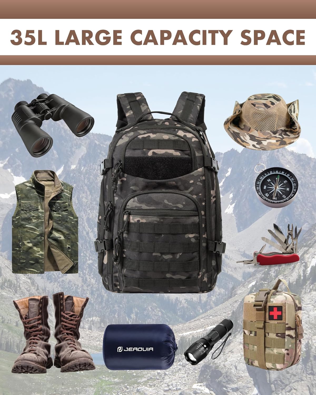 35L Outdoor Tactical Backpack mit Molle-System und Laptop-Aufbewahrung | Karnz
