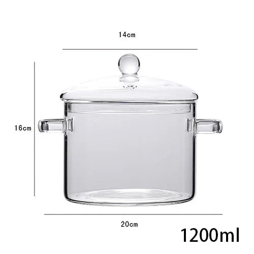 Transparenter Glas-Suppentopf Haushaltsküche Kochsaucepfanne Kochgeschirr | Karnz