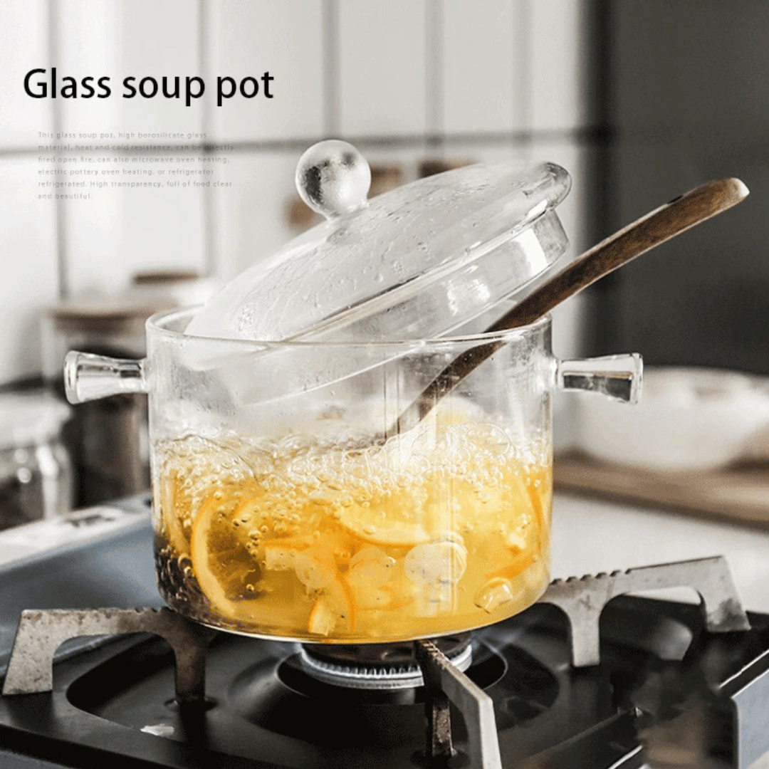 Transparenter Glas-Suppentopf Haushaltsküche Kochsaucepfanne Kochgeschirr | Karnz