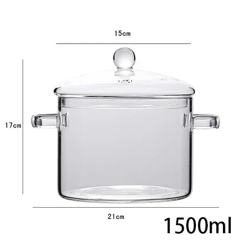 Transparenter Glas-Suppentopf Haushaltsküche Kochsaucepfanne Kochgeschirr | Karnz