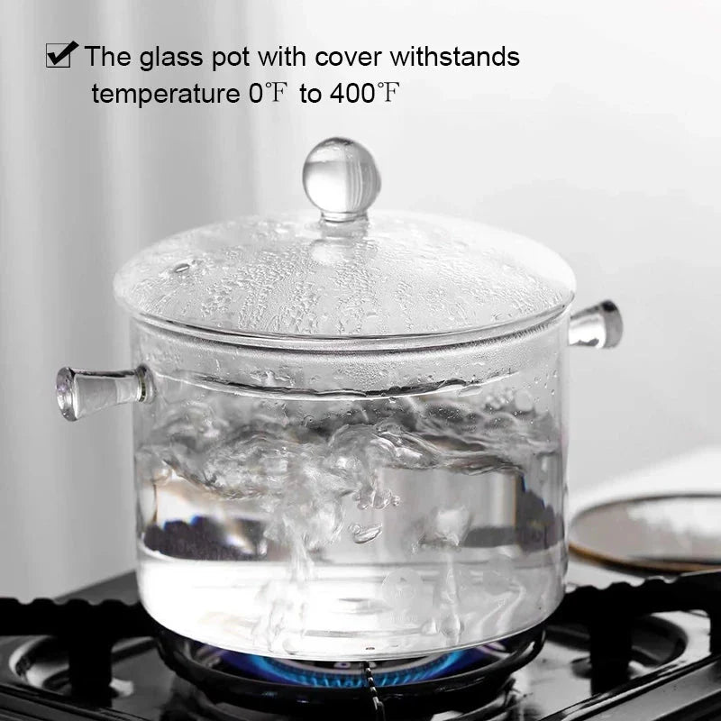 Transparenter Glas-Suppentopf Haushaltsküche Kochsaucepfanne Kochgeschirr | Karnz