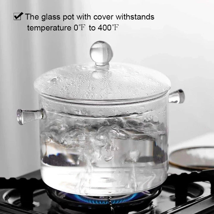 Transparenter Glas-Suppentopf Haushaltsküche Kochsaucepfanne Kochgeschirr | Karnz